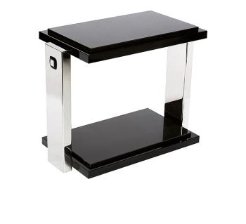 Masque de femme side table in numbered edition, clear crystal, black lacquered and polished steel wtih black granite top - Lalique